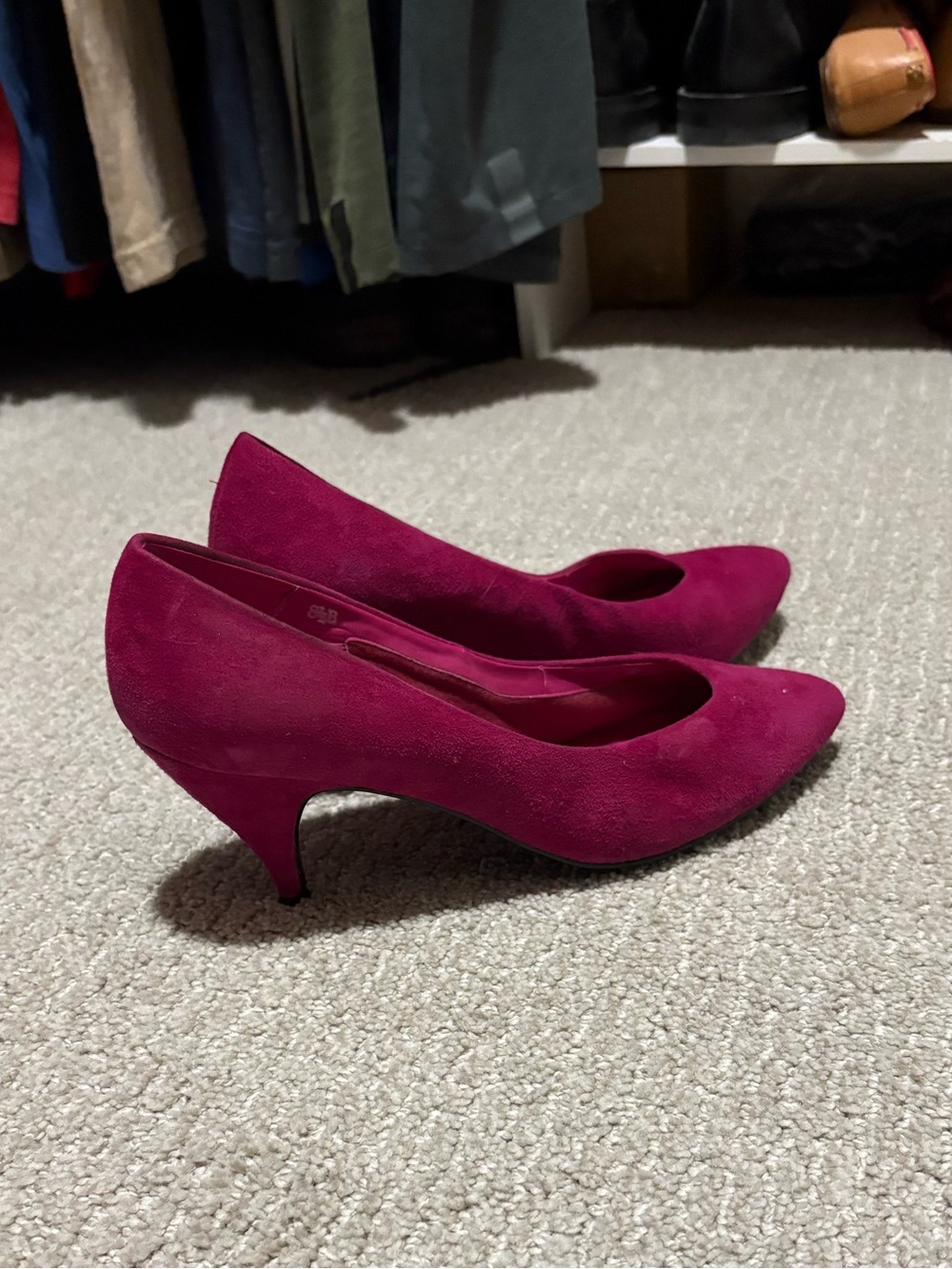 Vintage Berry Suede Pointed-Toe Pumps